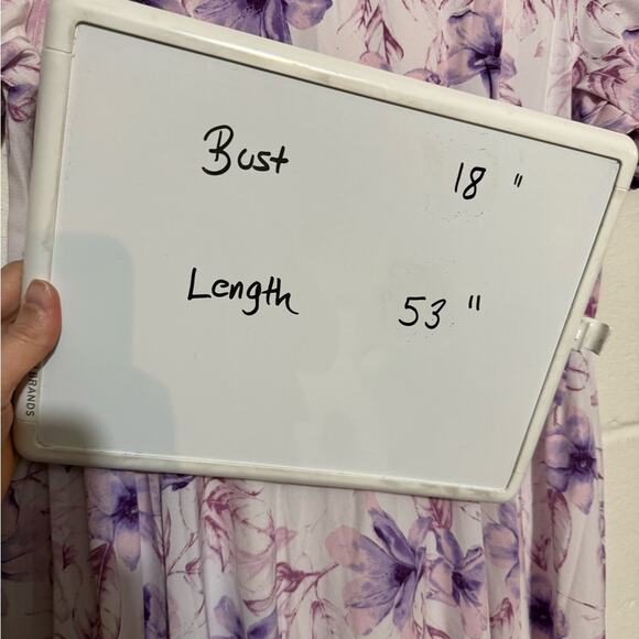 Long Modest Purple Pink Floral Spring Summer Midi Dress Women’s Size Medium - Picture 4 of 4